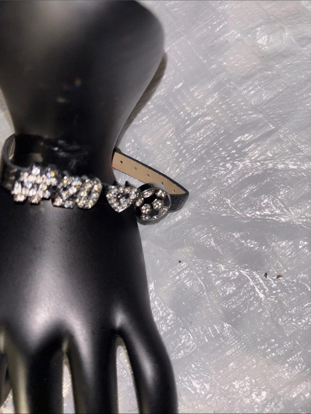Black Rhinestone Accent Bracelet with Clear Stones